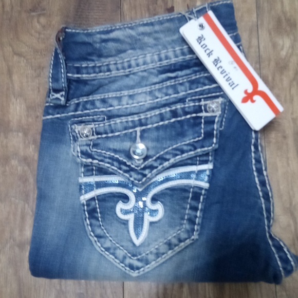 Rock Revival Women's 26 Straight Jen Embellished Shimmer Distressed NWT - Picture 1 of 13